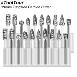 금속 드로잉 텅스텐 카바이드 밀링 커터, 3x6mm, 로터리 도구, 버 CNC 조각 연마 도구, 금속 가공 밀링 연마