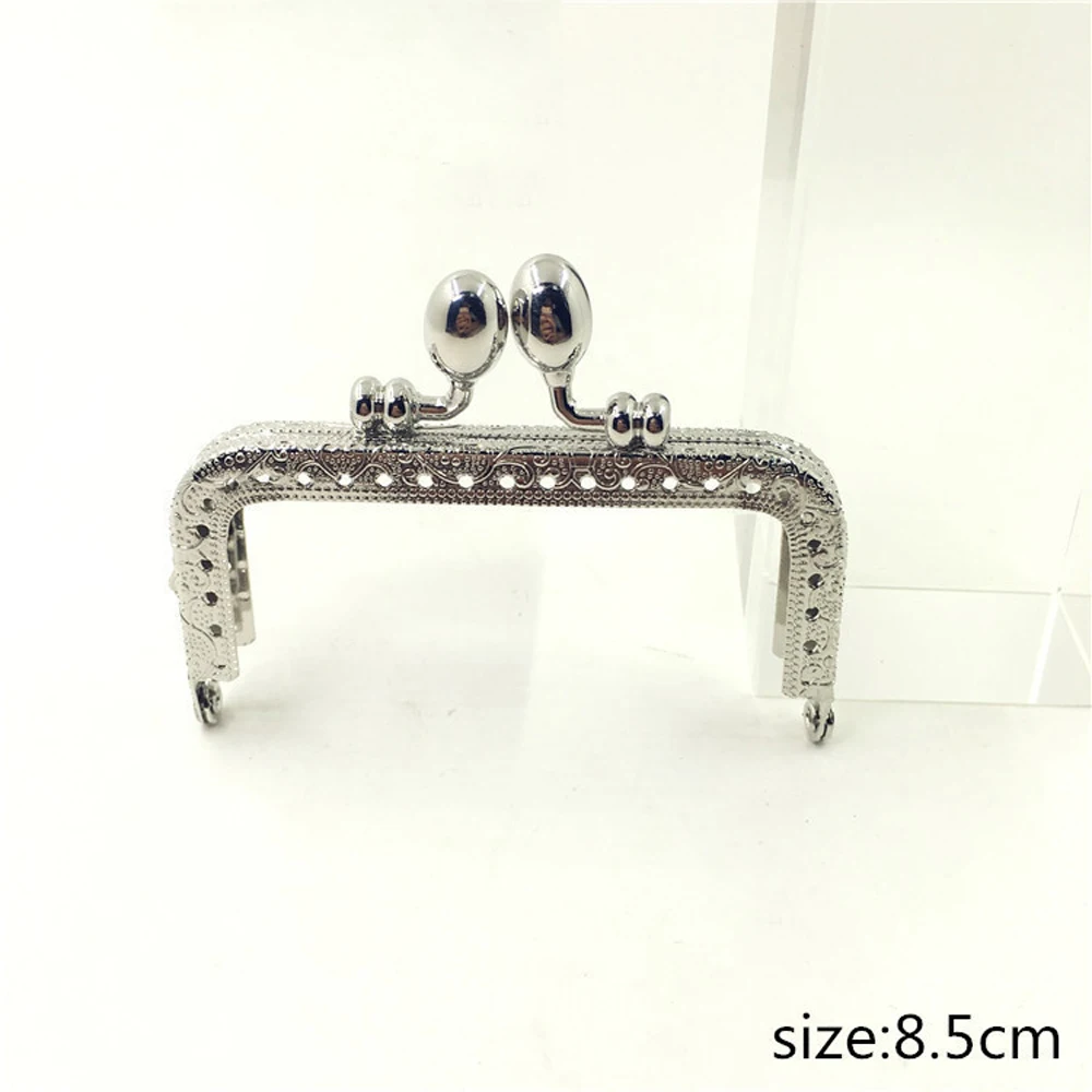 8.5cm/10.5cm silver color knurling purse frame DIY bag making metal clasp 10pcs/lot