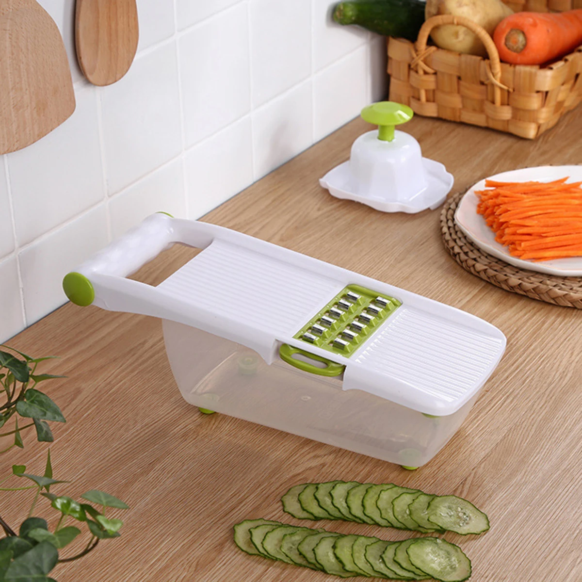 

Vegetable Slicer Multi Cutter Grater With 5 Blades Multi-Function Kitchen Gadgets And Accessories