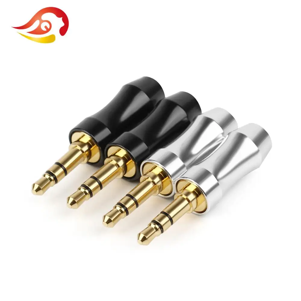 QYFANG 3.5mm 3 Pole Stereo Rhodium/Gold Plated Copper HiFi Earphone Plug Audio Jack Metal Adapter Aluminum Alloy Wire Connector