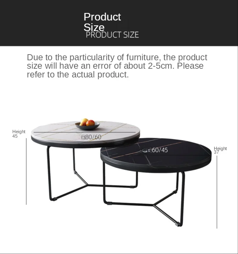 

Rock plate coffee table round marble tea table Modern minimalist living room household side several combinations