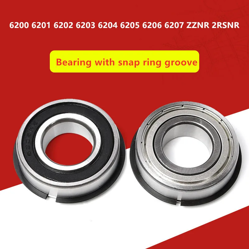 Rolamento com Anel Snap Groove Stop Ring 6200 6201 6202 6203 6204 6205 6206 6207 Zznr 2rsnr zz 2rs nr n Rolamentos Rígidos de Esferas