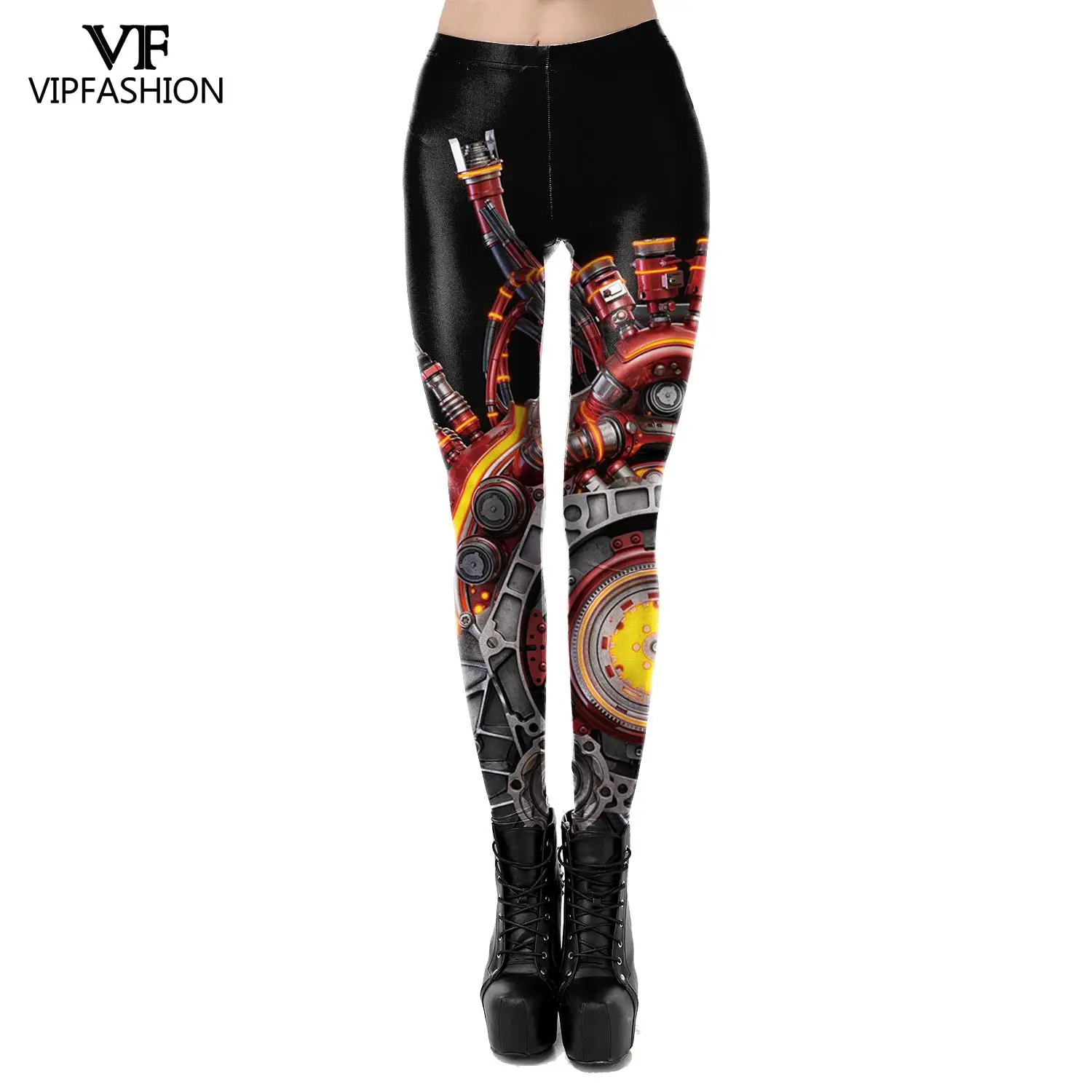 VIP FASHION 3D Punk Print Leggings Personality  Women Clothing Sexy Skinny Mid-Waist Pants Leggings For Fitness