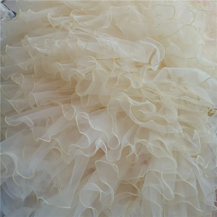 High-quality organza stage performance skirt pleated skirt fabric pleated lace accessories white black edge