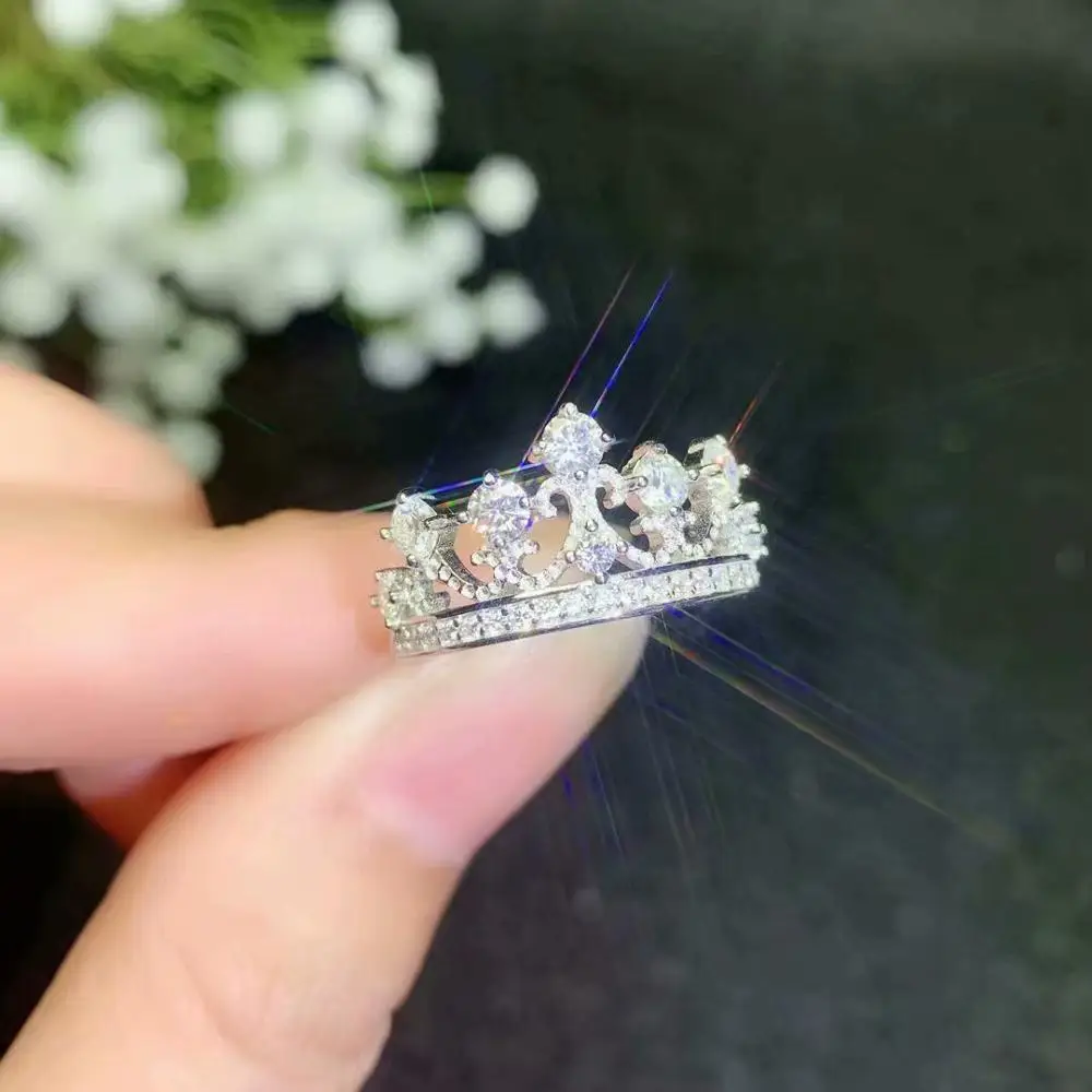 moissanite  Crown Ring, Queen, 925 Silver Diamond, Birthday Wedding Gift