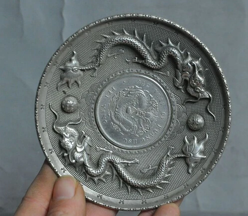 

decoration BRASS factory outlets Tibet Silver Old Chinese tibet silver Zodiac Animal statue Dragon money Coin wealth Plate