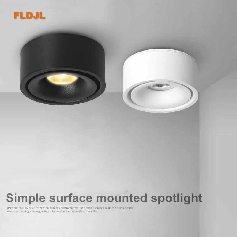 round dimmable Led surface mounted spotlight COB non-opening ceiling spotlight 7W/12W 15W living room surface mounted downlight