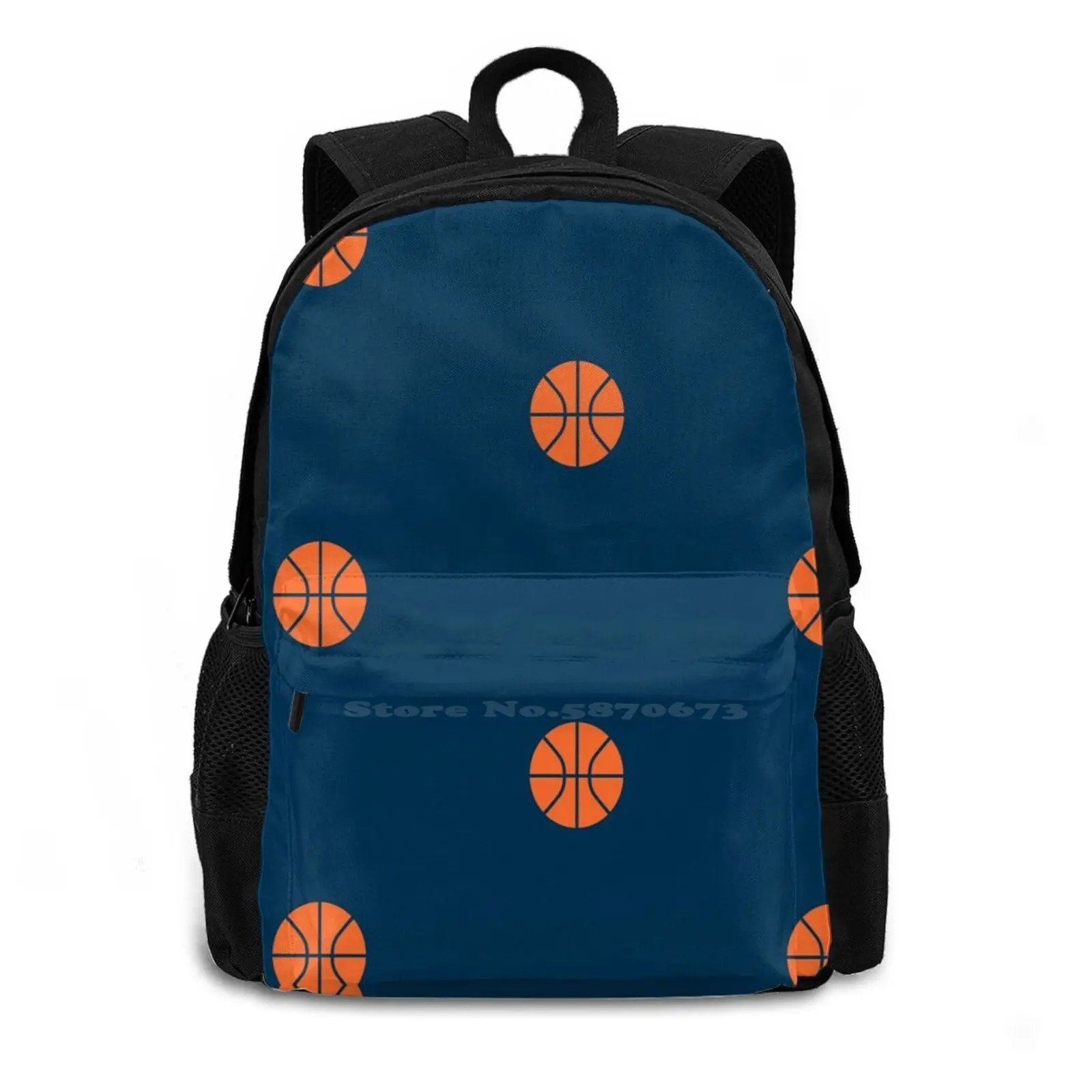 Basketball Orange Sport Cutout Teen College Student Backpack Pattern Design Bags Krawong Sports Team Fan Event Competition