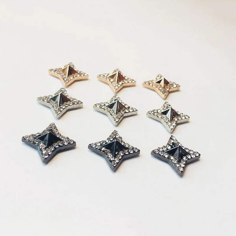 15mm Four Points Star Rhinestone Inlaid Rivet Cap Stud Leather Craft Wallet Belt Bag Shoe Clothes Trims Jewelry Accessories