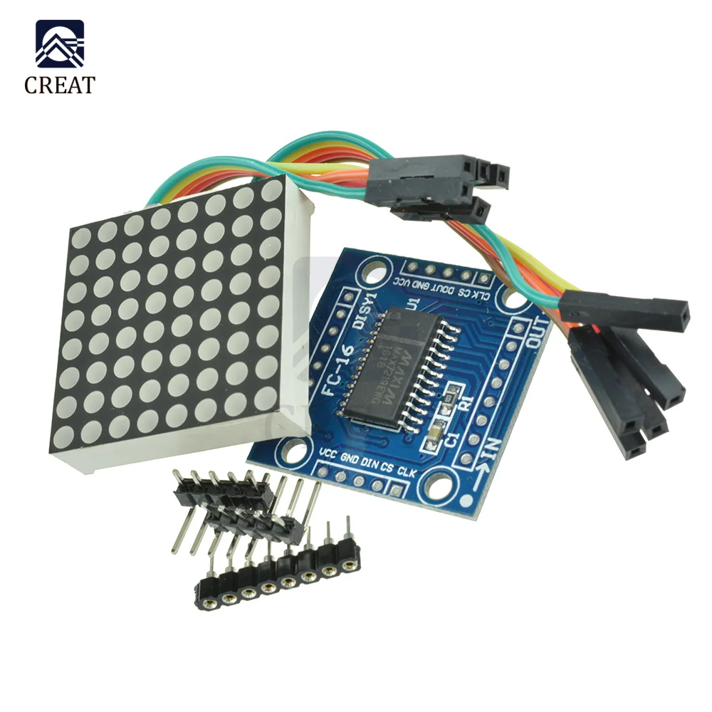 MAX7219 8x8 LED Dot Matrix Module Common Cathode MCU Control LED Display Board 5Pin Dupont Cable for Arduino DIY Kit