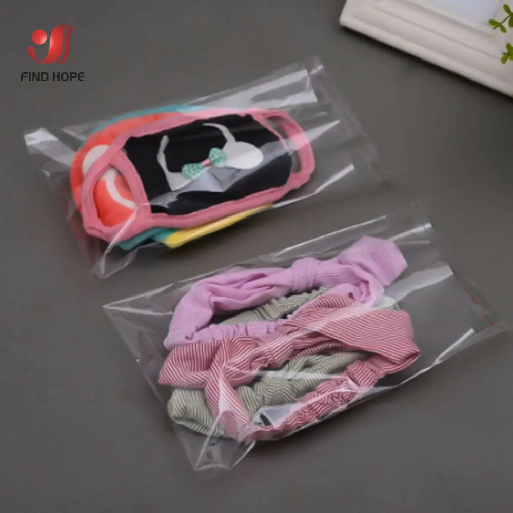 100pcs Strong Clear Cellophane Bags Self Adhesive Seal Plastic OPP Packaging Candy Cookie Accessories Clothes Storage Bag