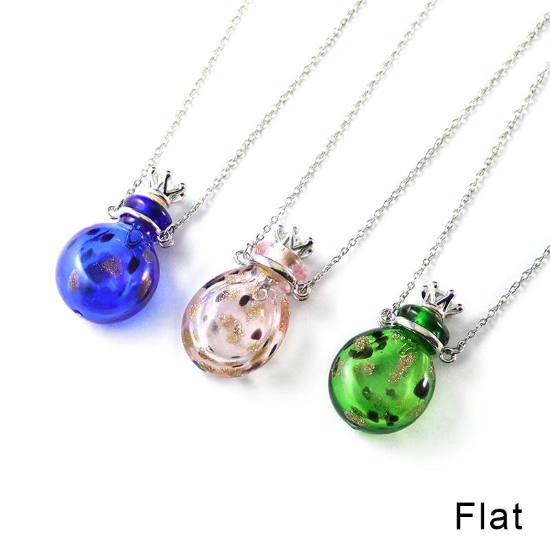 1PC  Murano Glass Perfume Necklace Essential Oil Diffuser Bottle Jewelry Necklace Stainless Steel Chain Necklace for women