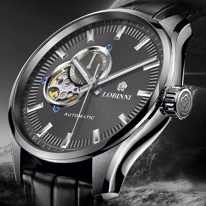 LOBINNI Svizzera orologi automatici da uomo, orologio da uomo di lusso scheletro uomo orologio da polso meccanico orologio impermeabile zaffiro relogio
