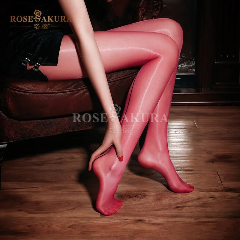 Aurora Series Glossy Rosesakura back line open Crotch Ultra-thin Shining Pantyhose Sexy Solid Fit 155-175cm Multi Color