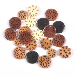20pcs Vintage Dyeing Wood Buttons 18-25mm 2 Holes Button Hademade Sewing Accessories Scrapbook Clothing Crafts Mix CP3234