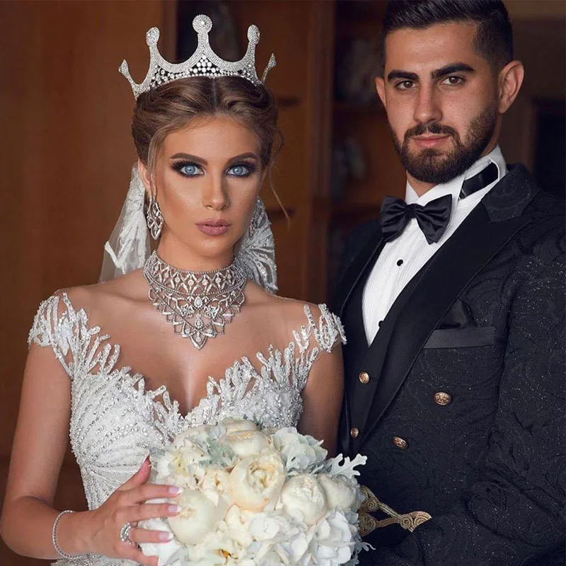 Corona nupcial de lujo con cristales de imitación, coronas de boda reales, accesorios para el cabello de princesa, Tiaras para fiesta de cumpleaños