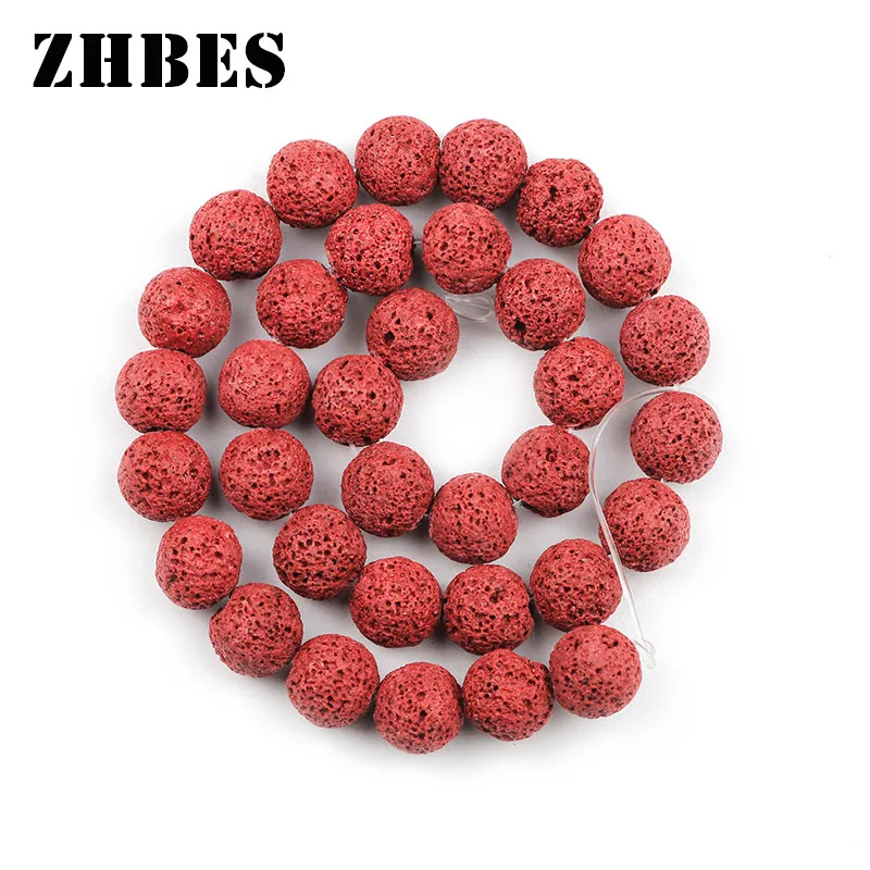 Natural Stone Red Color Lava Beads 4/6/8/10/12MM Red Volcanic Rock Spacer Round Loose Beads For Jewelry Making DIY Findings