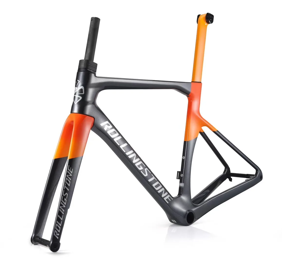 Rolling Stone Hider Carbon Disc Brake Road Frame Set, with Aero Integrated Handle Bar, 46 cm, 49 cm, 52 cm, 55cm