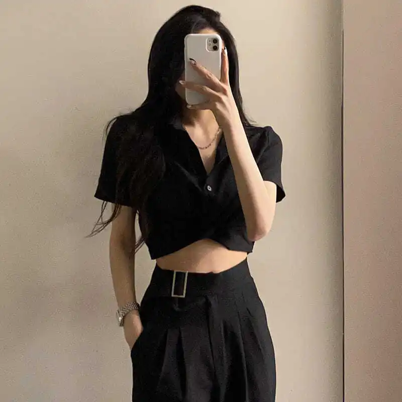 Blouses Women Turn-down Collar Casual Tender Ladies Female Elegant Girls Student Streetwear Fashion Ulzzang Stylish Blusas Top