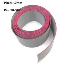 1Meter 1mm 1.0mm Pitch 10/12/14/16/18/20/24/26/30/34/40/44/50 Pin Wire Grey Flat Ribbon Cable 28AWG For IDC FC 2.0mm Connector