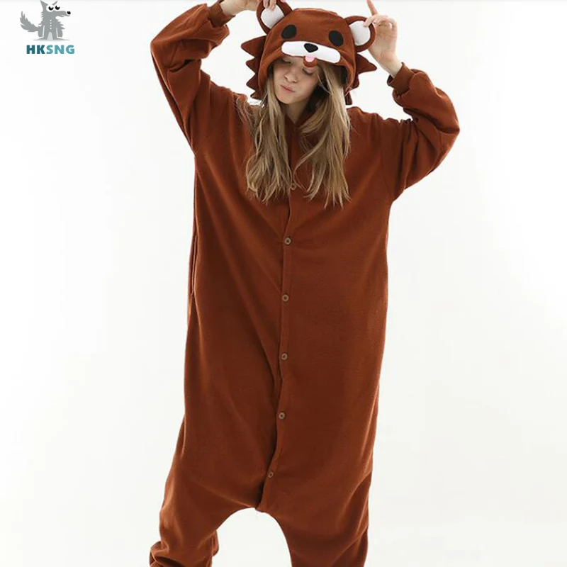 

HKSNG High Quality Adult Kigurumi Teddy Brown Bear Onesies Animal Pajamas Cosplay Costume Party Jumpsuits Christmas
