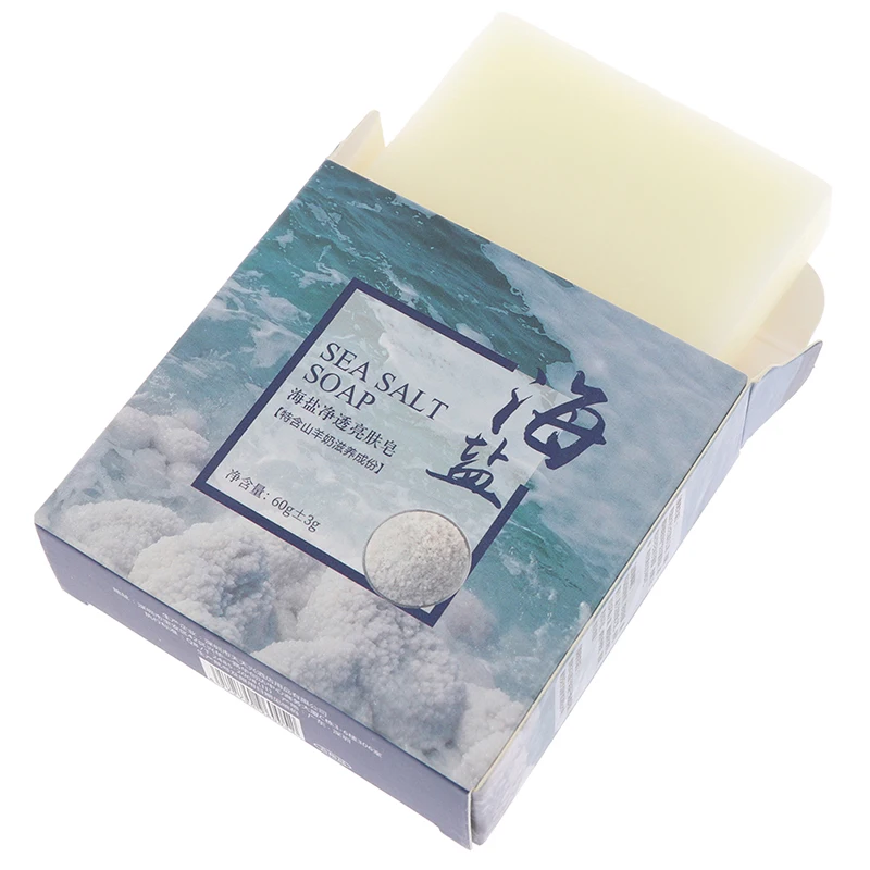 1pc Goat Milk Sea Salt Soap Whitening Acne Treatment Mite Removal Cleaning Nourishing Oil-Control Soap Face Soap Skin Care