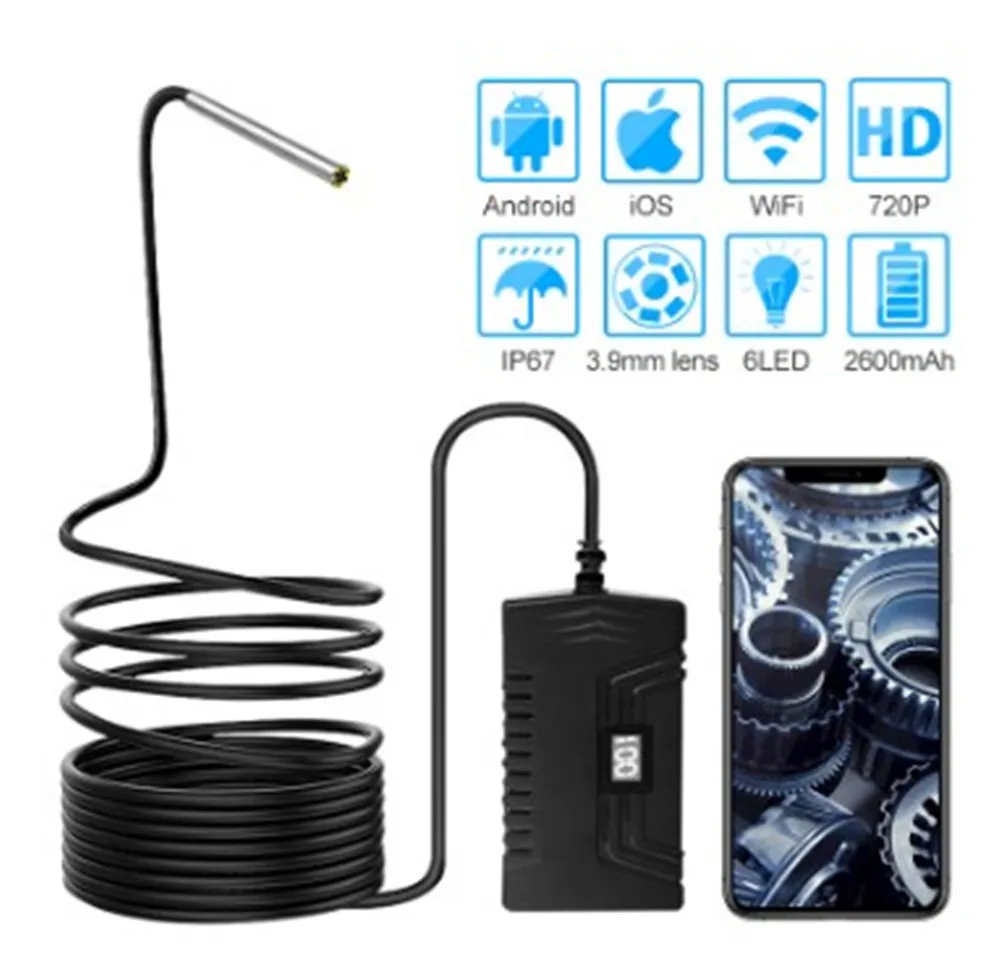 2MP  3.9MM WIFI Endoscope Wireless Borescope Inspection Camera 3in1 usb hd Otoscope For Android Microscope