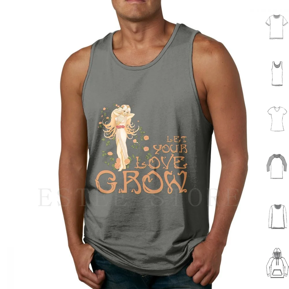 Let Your Love Grow Tank Tops Vest Art Nouveau Art Girlie Girls Sweet Roses Vuxia Ilustration Pop Culture