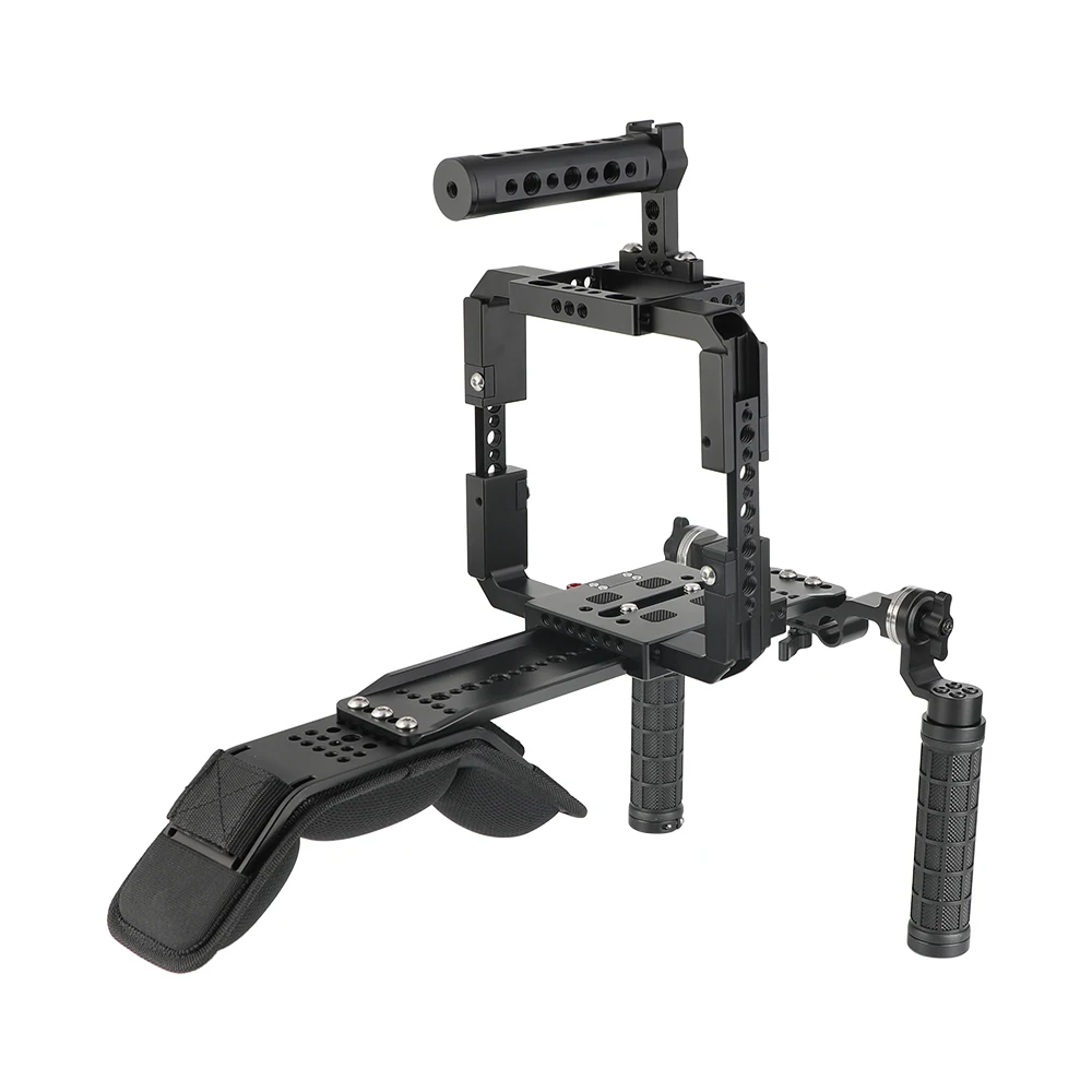 CAMVATE Pro Shoulder Mount Rig With ARRI Dovetail Sled Plate & Camera Cage Rig & Rosette Handle Grip System For RED DSMC2 Camera