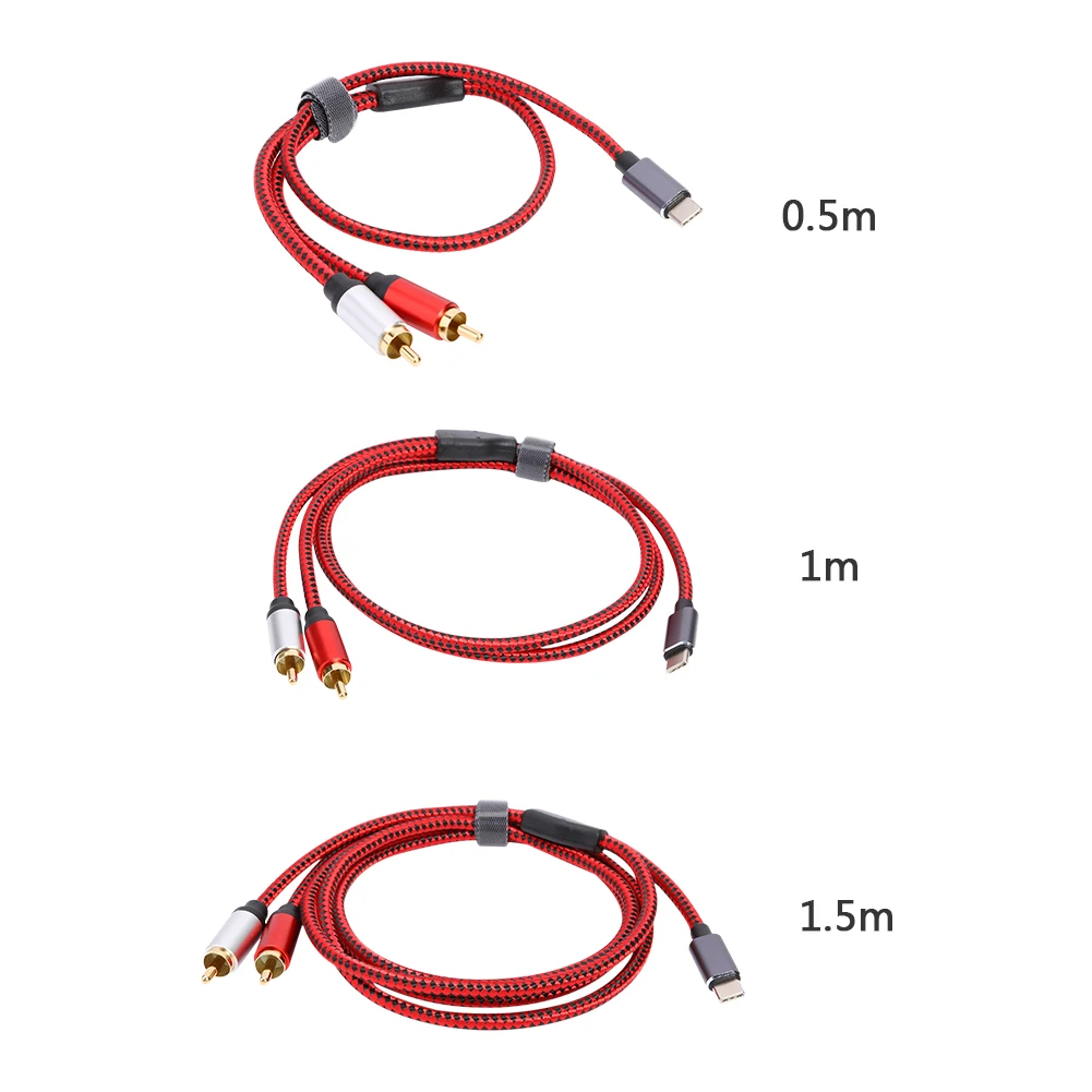 USB Audio Cable Type C Male to 2 RCA Male Audio Cable for Xiaomi Huawei Tablet Speaker Amplifier TV 0.5m 1m 1.5m