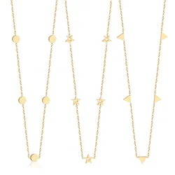 LUXUSTEEL Gold Color Round Coin Charm Necklaces For Women Stainless Steel Collars Choker Long Necklace Party Jewelry 35cm+5cm