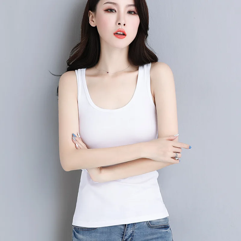 2pc/Lot Womens Cotton Camis Solid color Female Slim Sleeveless Casual Vest Solid Color Crop Fitness Vest Summer