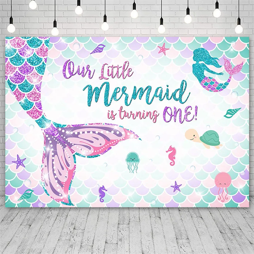Sirenetta principessa sfondo festa di compleanno Baby Shower Studio fotografico sfondo Banner per Photo Girl photzone Decor