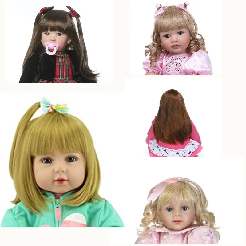 NPK 60cm Reborn Toddler Doll Sticked Hair Wig 23inch Silicone Realistic Reborn Baby Dolls Hair Wig DIY Doll Accessory