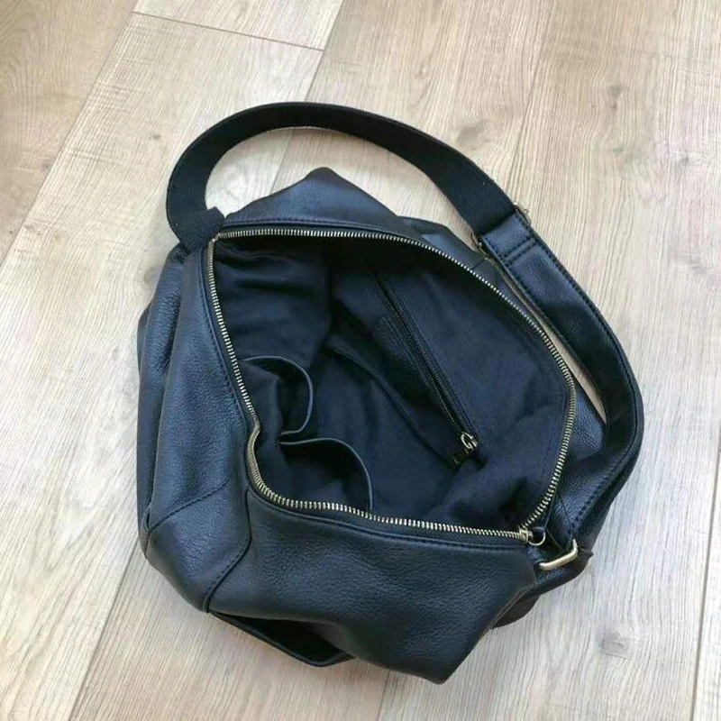 Echt leder Sack Schulter Damen Taschen zwei Out Taschen Designer Schulter Umhängetaschen für Frauen Universität Handtaschen – Detail 17
