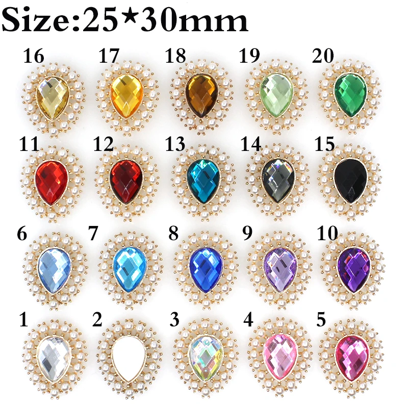 

5pcs/lot 25*30MM Metal Alloy Acrylic Pearl Buttons DIY For Clothing Wedding Card Shirt Tie Decorative Hair Craft Decor