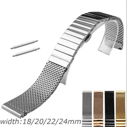 Combination ML Stainless Steel Watch Band 18mm 20mm 22mm 24mm Watch Strap 2in1 Single Link Replacement Bands with Pins