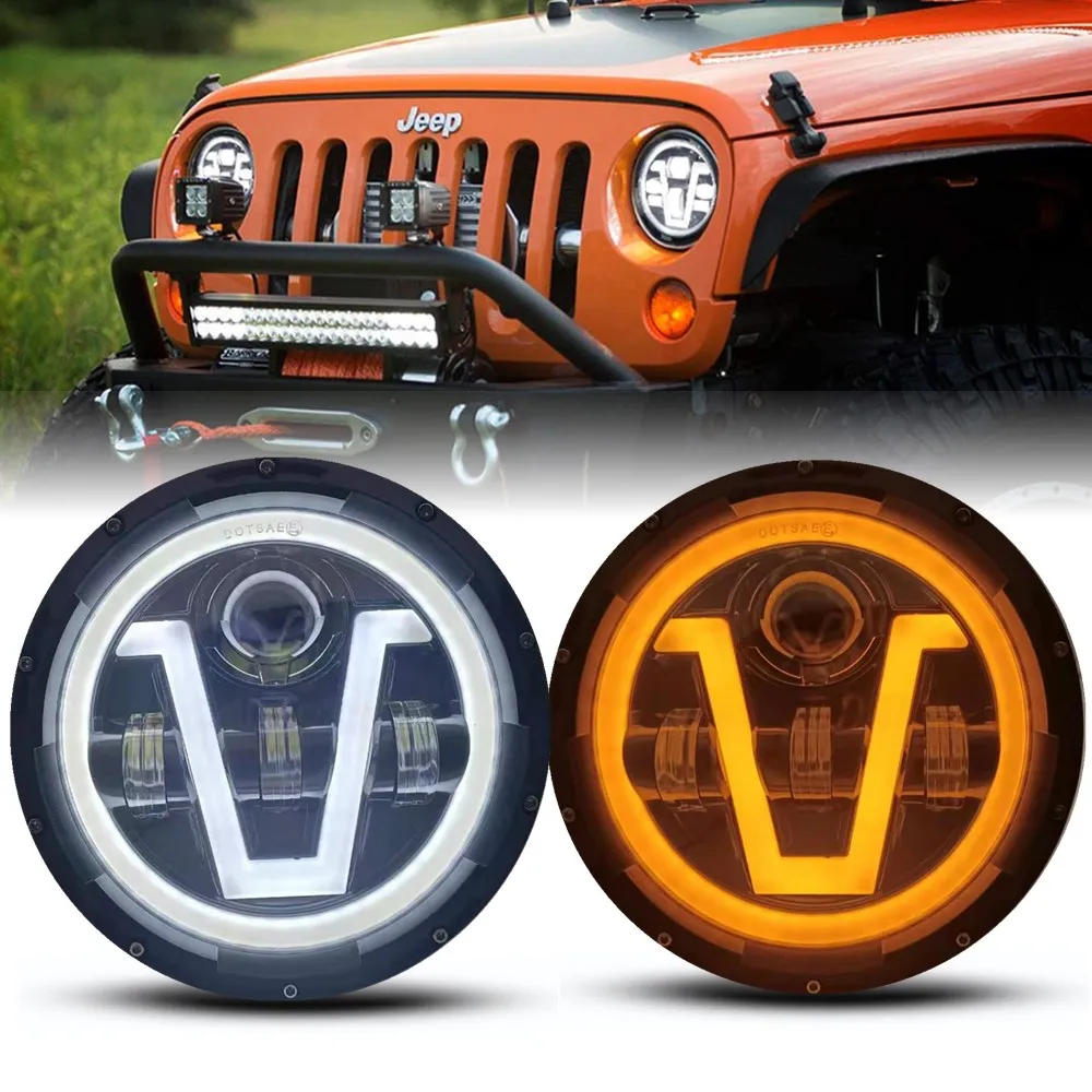 

7 inch LED Headlights for Jeep Wrangler JK TJ LJ 60W DRL Halo Headlamp Fit Suzuki Samurai SJ410 Lada Niva 4X4 Motorcycles