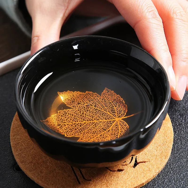 Creative Teacups Drinkware Tool 80ml Pocelain Kungfu Tea Cup Maple Leaves Master Cup Tasting Cup Bowl
