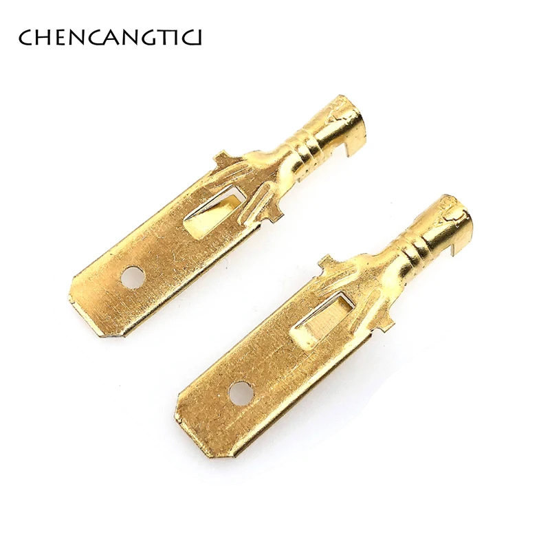 20 Pcs Brass Tinned 6.3 MM Female Male Spade Crimp Terminal Brass Wire Connector DJ623-E6.3A DJ623-E6.3B DJ623-E6.3C H62