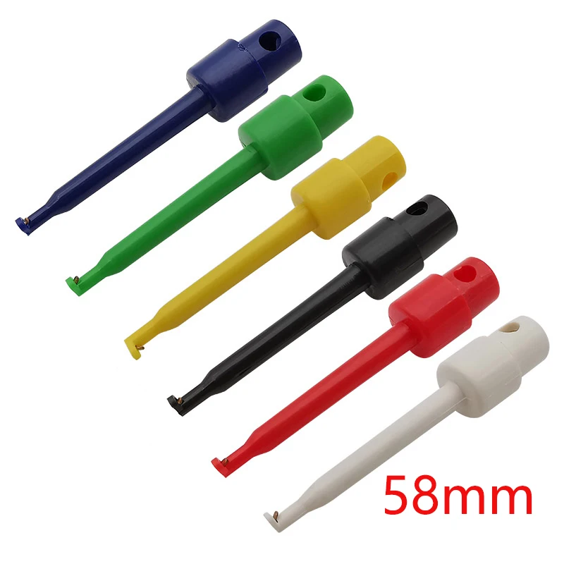5 sztuk 58mm Mini pojedyncze klipsy testowe z haczykiem sondy testowe do testowania elektronicznego IC Grabber duże okrągłe zaciski krokodylkowe