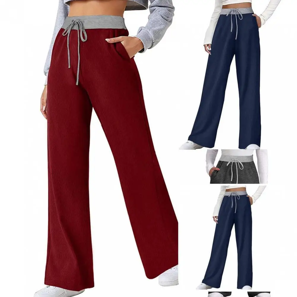 

Lady Sweatpants Fade-less Sweatpants Skin-friendly Elastic Waist Stylish Oversized Women Trousers