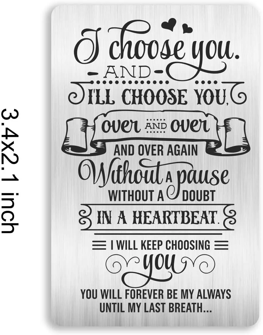 I You Engraved Wallet Inserts for Boyfriend Husband Fiance Groom, Love Note Cards Anniversary Card Gifts DIY Custom