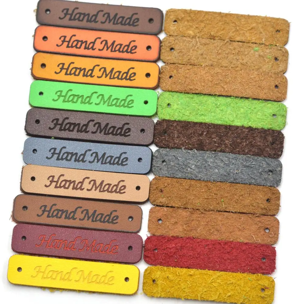 20pcs Handmade Label Tags Clothes Garment Leather Labels Hand Made Tags Caps Bags Shoes DIY Sewing Supplies knitting Accessories