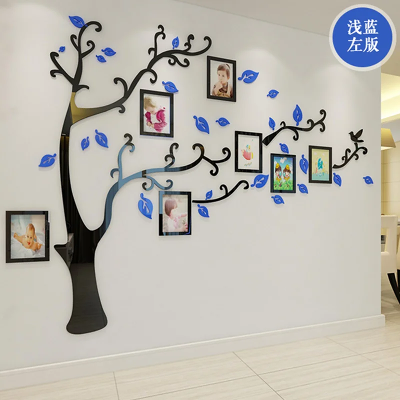 Árbol de fotos familiar, pegatinas de pared acrílicas 3D, marco de fotos artesanal, pegatina decorativa de árbol, calcomanías de pared de fondo de