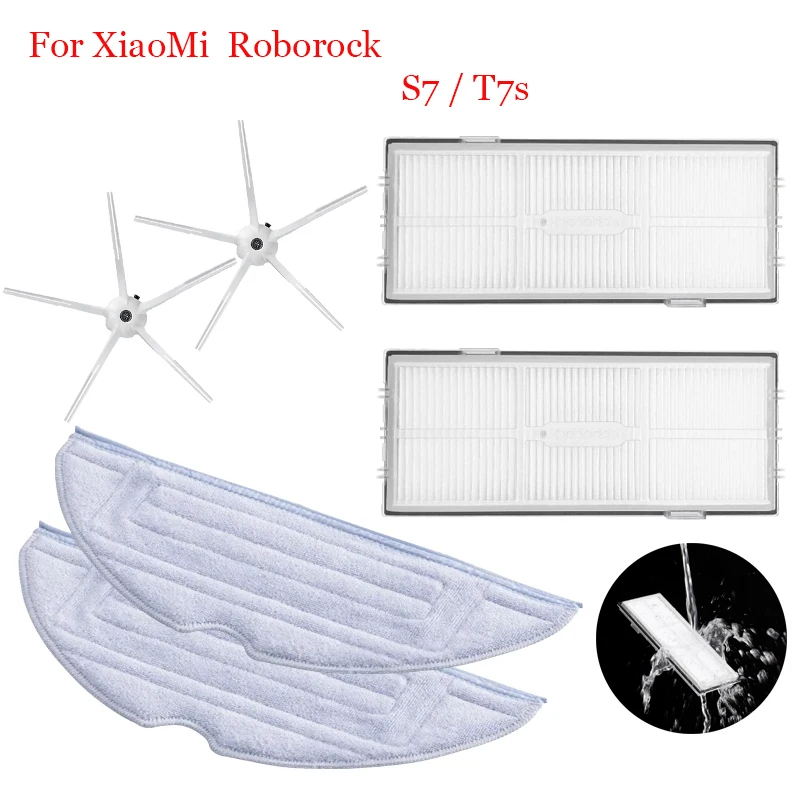 Repuestos para Robot aspirador XiaoMi Roborock S7/T7S, trapos de fregona, cepillo lateral, filtros HEPA, accesorios de paños de fregona
