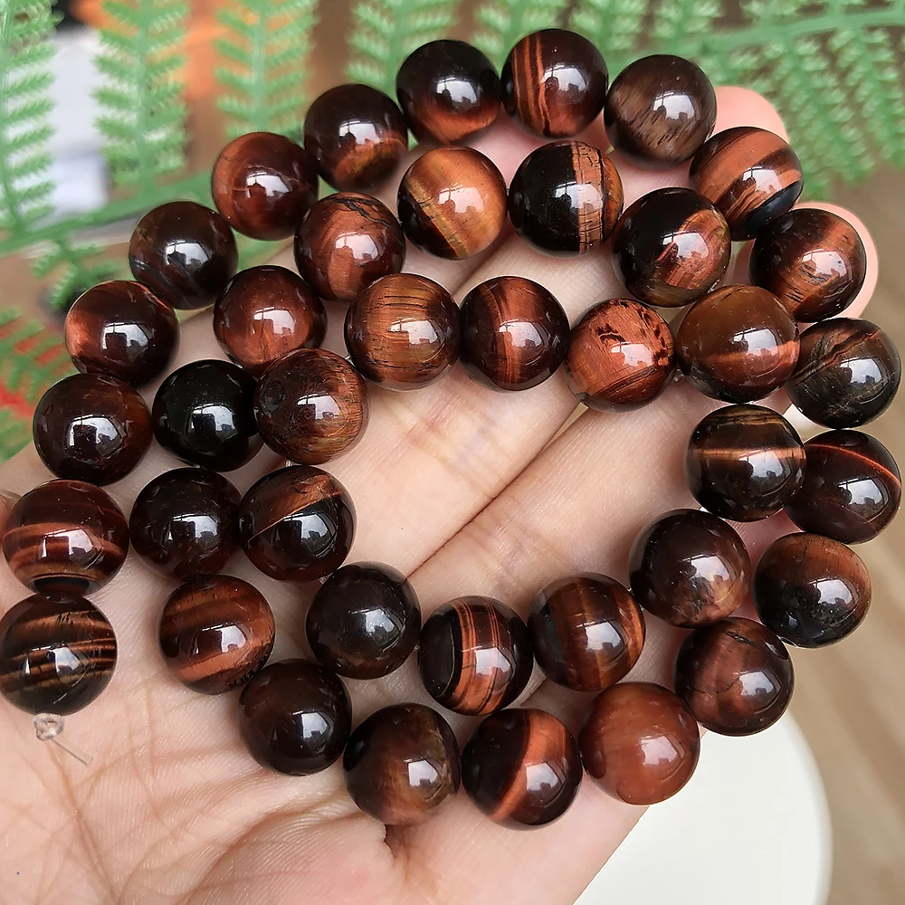 wholesale Natural Stone Beads Red Tiger Eye Round Loose Beads For Jewelry Making 15.5\