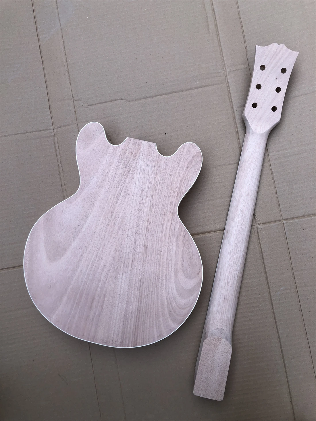 Unfinished Guitar Neck And Body 22fret Mahogany Maple Cap DIY Guitar Kit 1Set