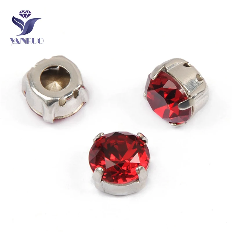 YANRUO 1357 todos los tamaños Siam claro corte brillante espalda puntiaguda diamantes de imitación rojos Strass de cristal coser en cristales para coser