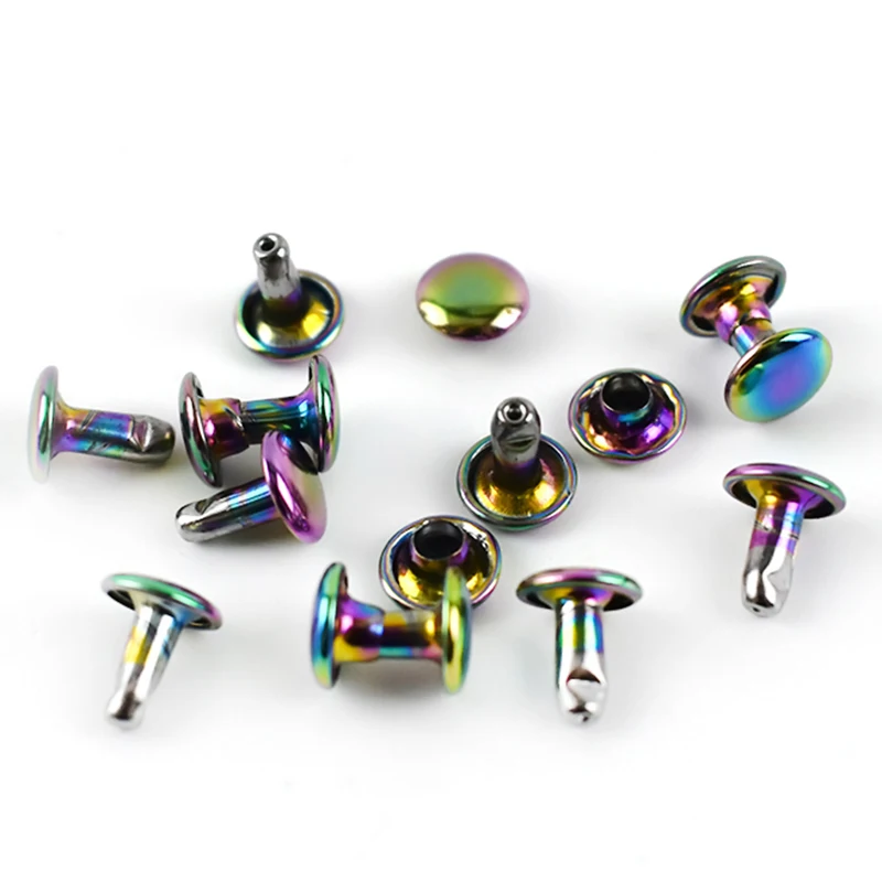 10/20/50 set 6/8mm colori doppia faccia rivetto fibbia in metallo colpire chiodi borsa cinturino scarpe rivetti pulsante accessorio in pelle fai da